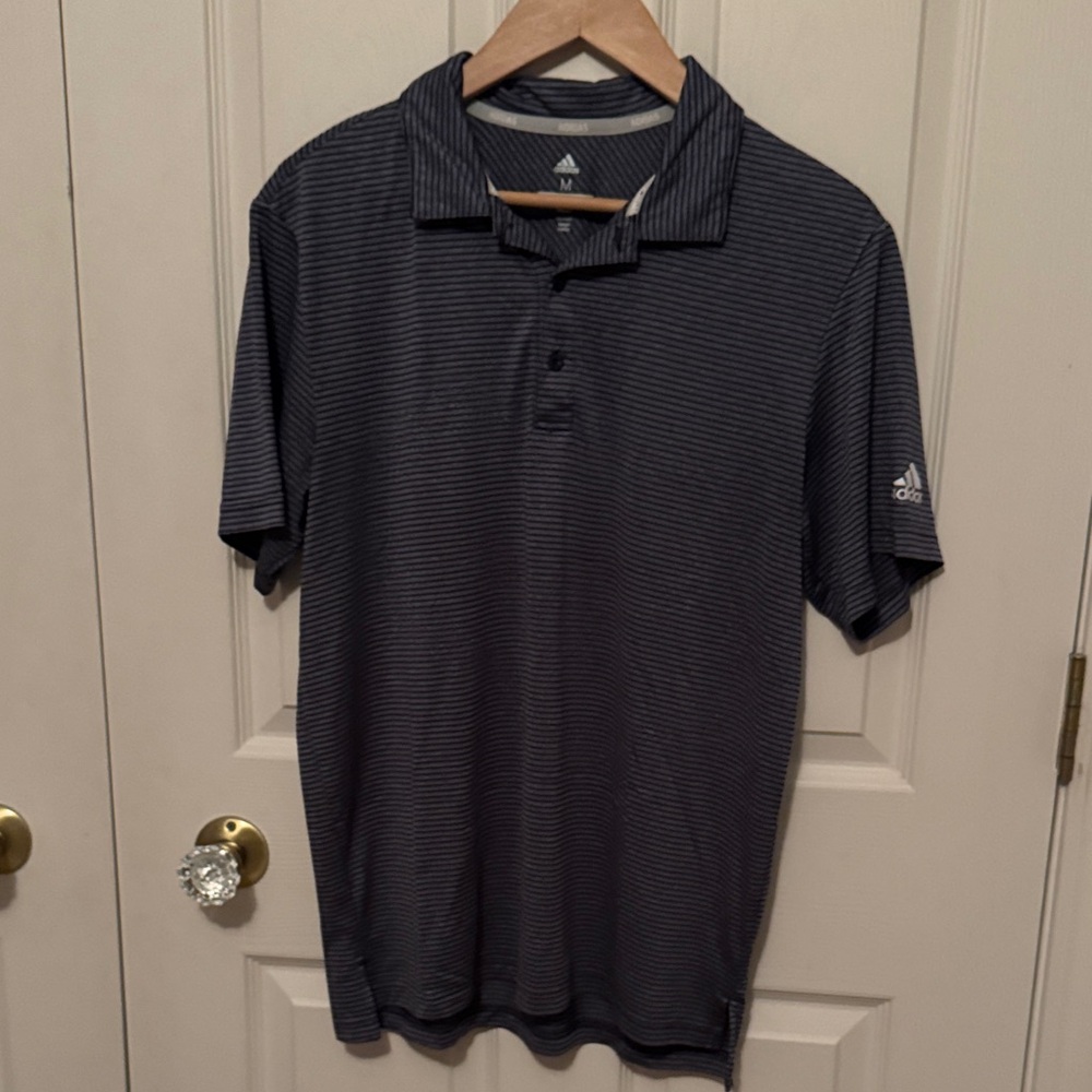 Adidas Men's Polo Shirt - Dark Gray Stripes